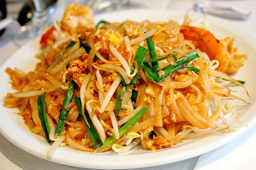 Pad thai, a popular street food in Southeast Asia