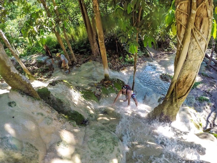 Climb up the Sticky Waterfalls