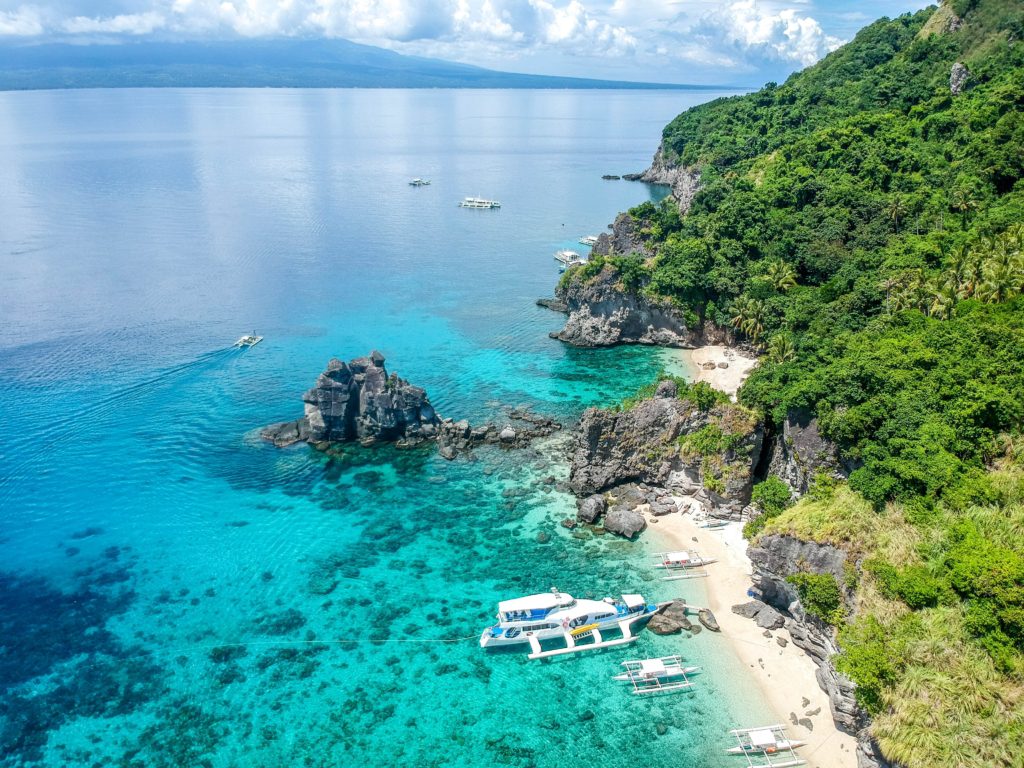arieal view of apo island in the philippines